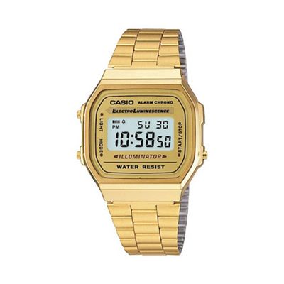 Unisex gold square dial digital watch a168wg-9ef